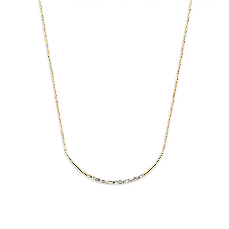 9k geelgouden collier met zirkonia