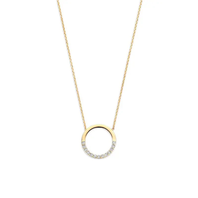 9k Geelgouden collier met zirkonia