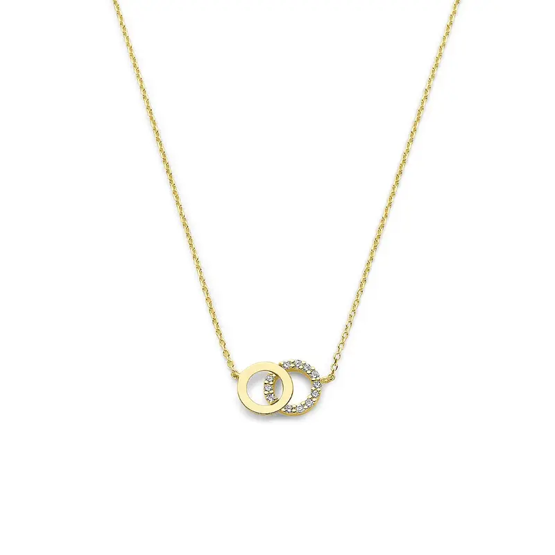9k Geelgouden collier met zirkonia