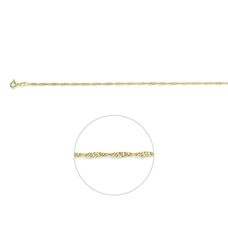 9k Geelgouden dames collier met Singapore schakel – 1,8 mm breed