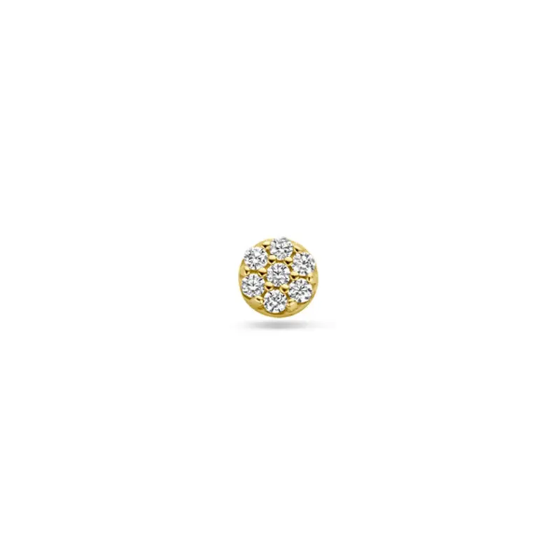 9k Geelgouden flat back piercing met pavé zirkonia 3,5 mm
