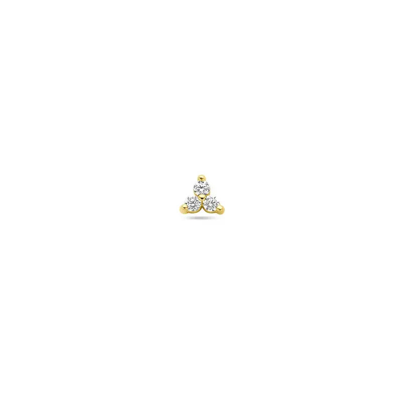 9k Geelgouden flat back piercing met zirkonia
