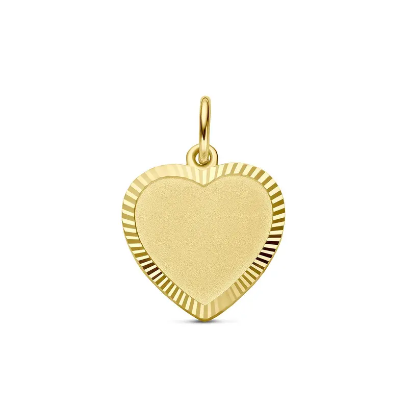 9k Geelgouden graveerhanger met gediamanteerde afwerking