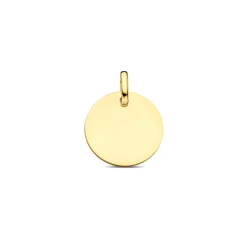 9k Geelgouden Graveerhanger Rond – 18 mm