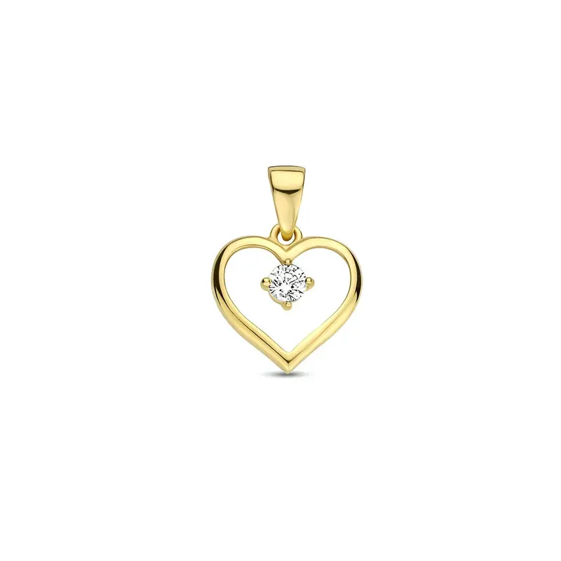 9k Geelgouden Hanger Hart met Zirkonia