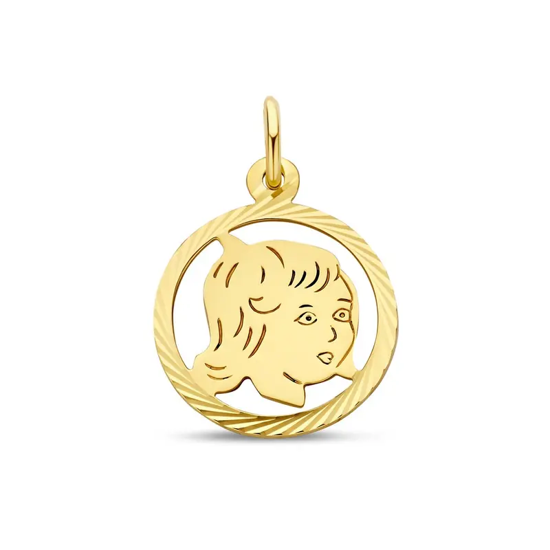 9k geelgouden hanger kinderkopje rond
