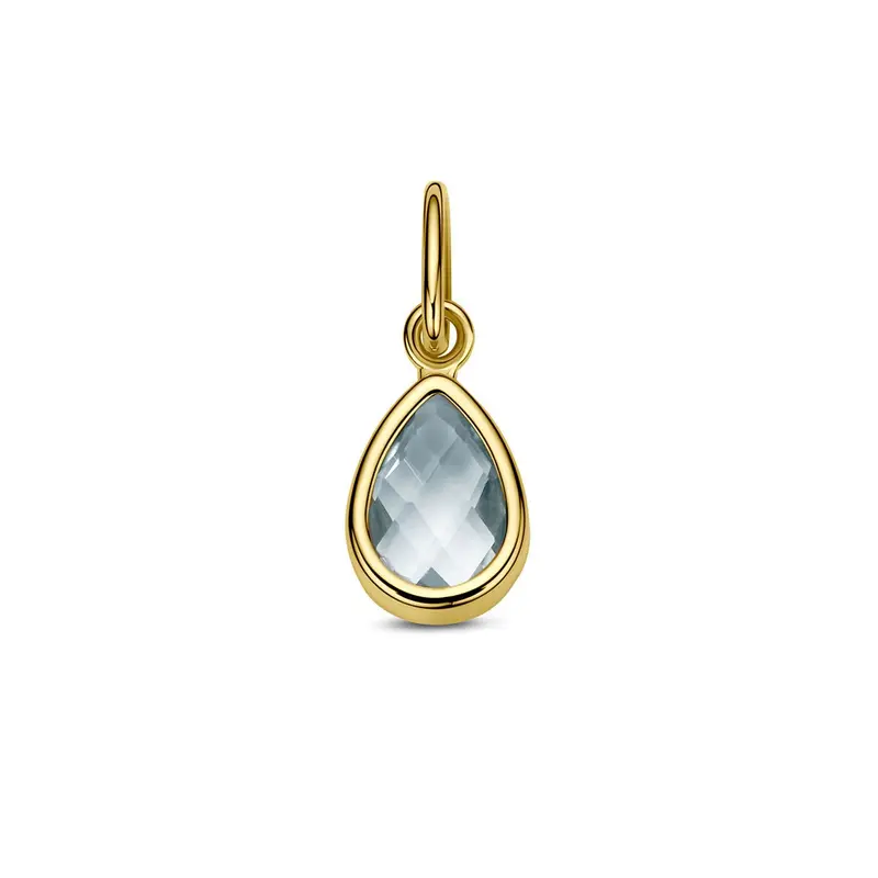9k Geelgouden hanger met blauwe topaas
