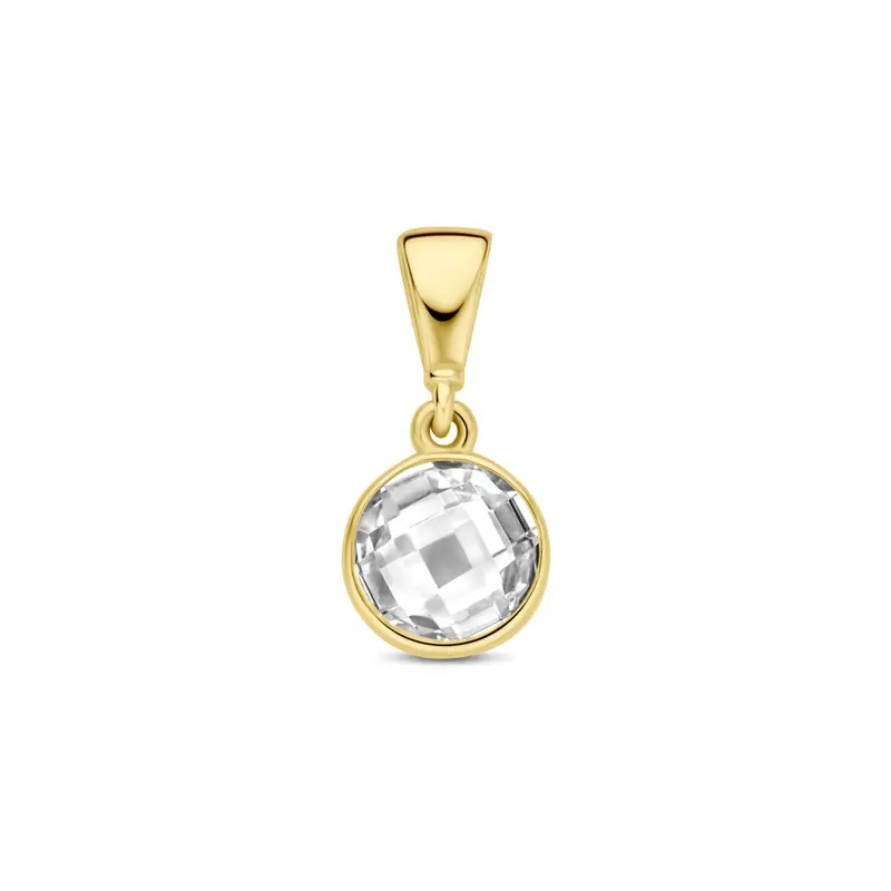 9k Geelgouden hanger met zirkonia rond