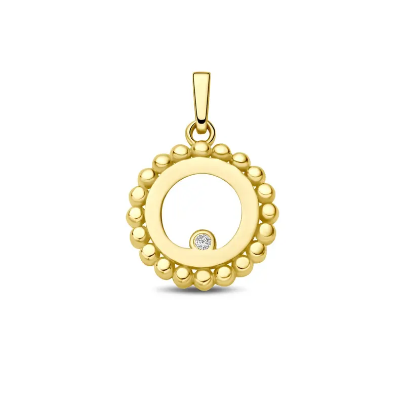9k Geelgouden hanger rondje met zirkonia