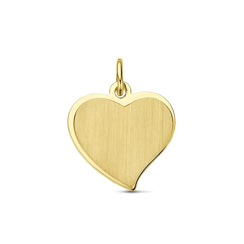 9k Geelgouden hart graveerhanger