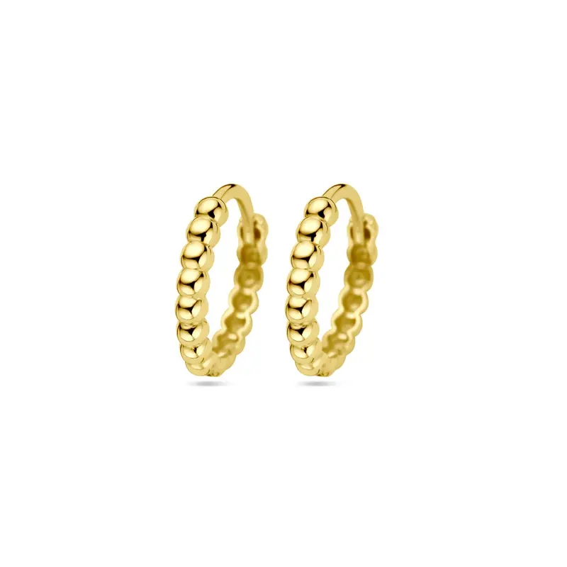 9k Geelgouden Klapoorringen met Bolletjes 13.5 x 2 mm