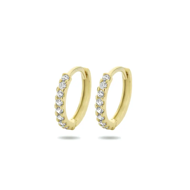 9k Geelgouden Klapoorringen met Zirkonia 12.5 x 1.5 mm
