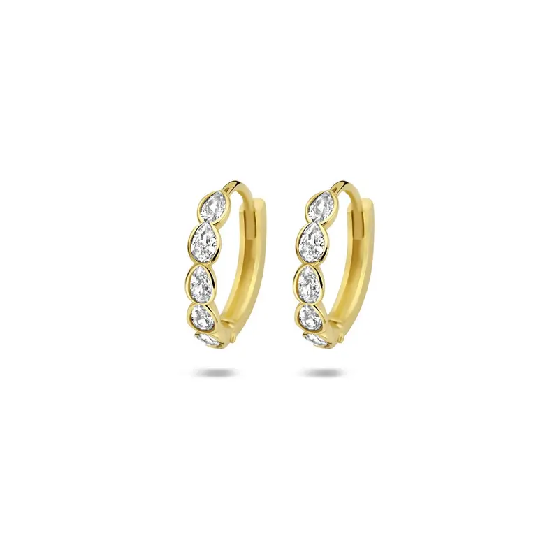 9k geelgouden klapoorringen met zirkonia – subtiele schittering in elegant design