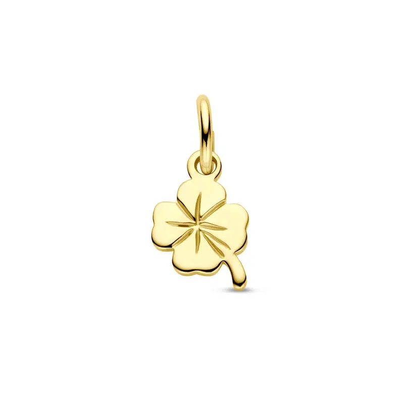 9k Geelgouden klavertje hanger