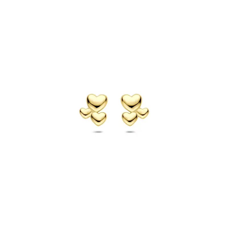 9k Geelgouden oorknoppen met hartjes