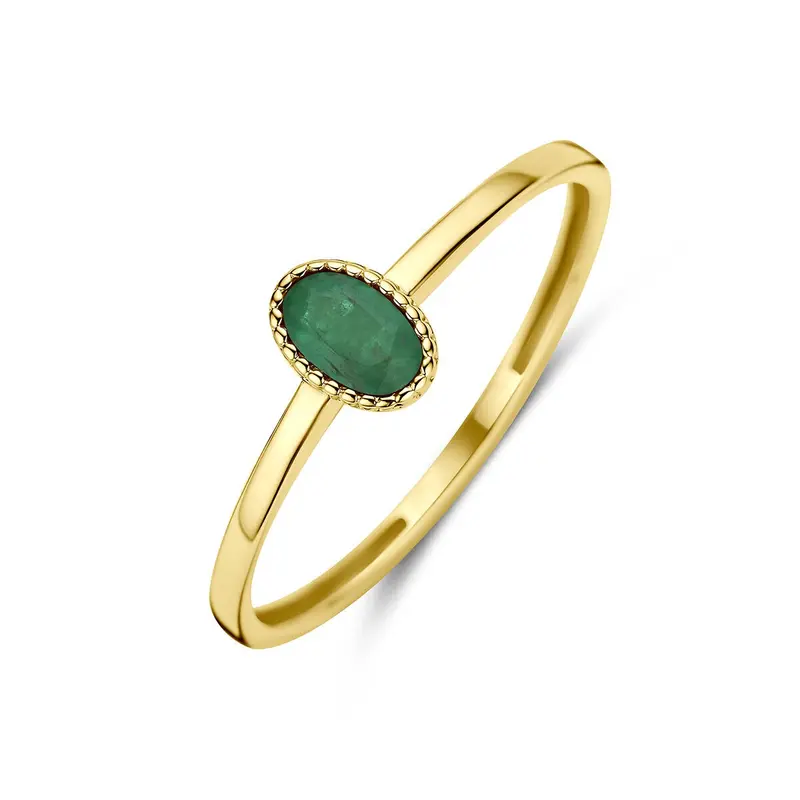 9k Geelgouden ring met smaragd