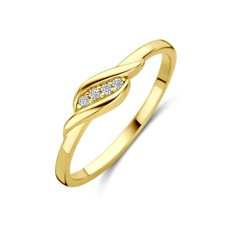 9k Geelgouden ring met zirkonia entourage