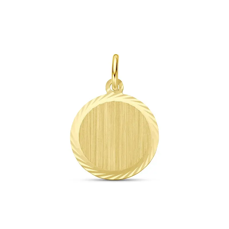 9k Geelgouden ronde graveerhanger