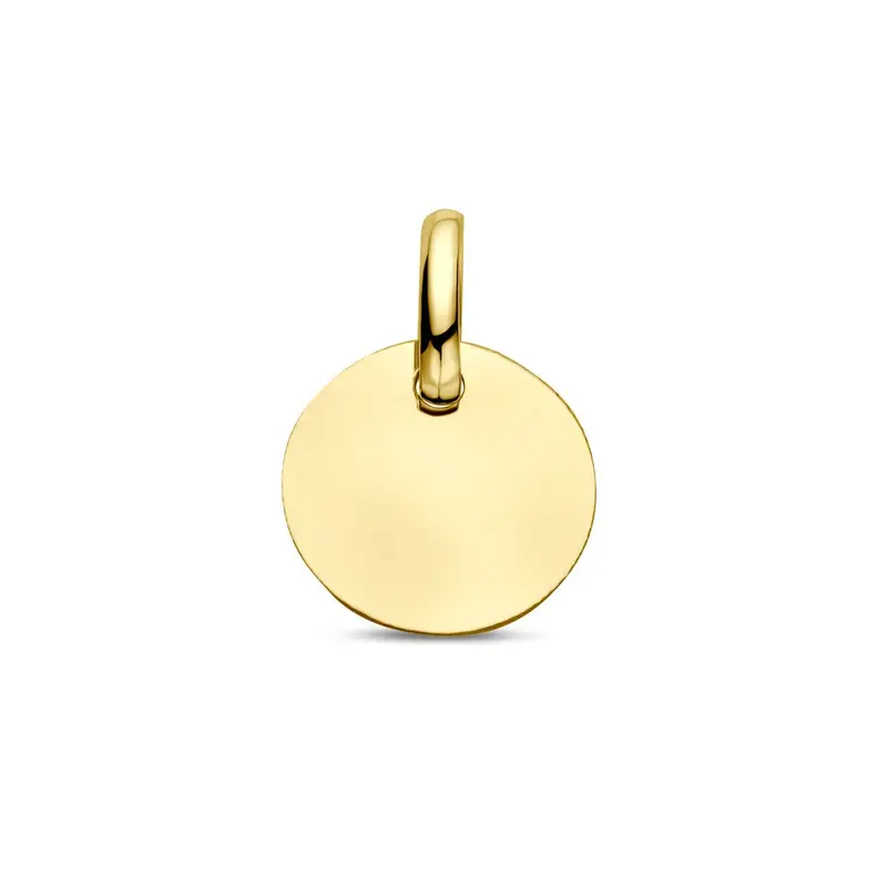 9k geelgouden ronde graveerhanger