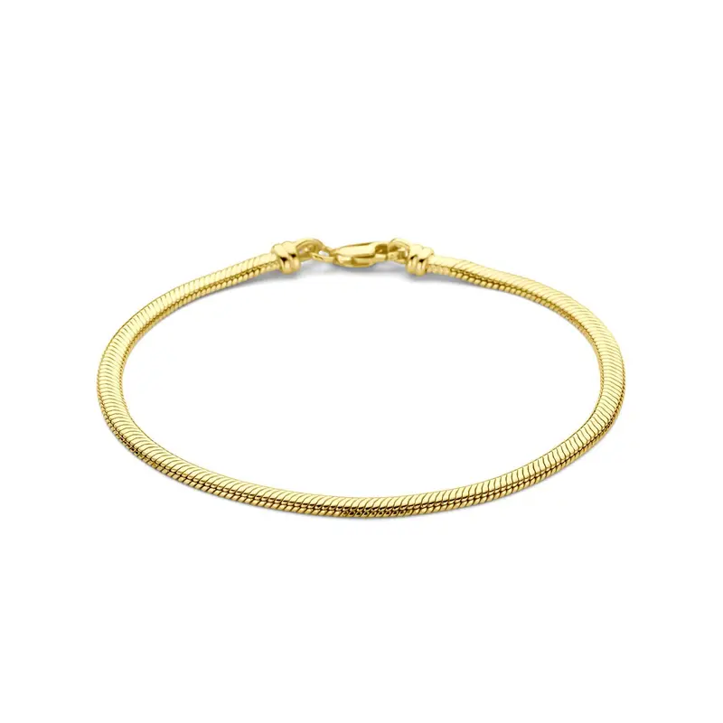 9k Geelgouden slangenarmband met zilveren kern
