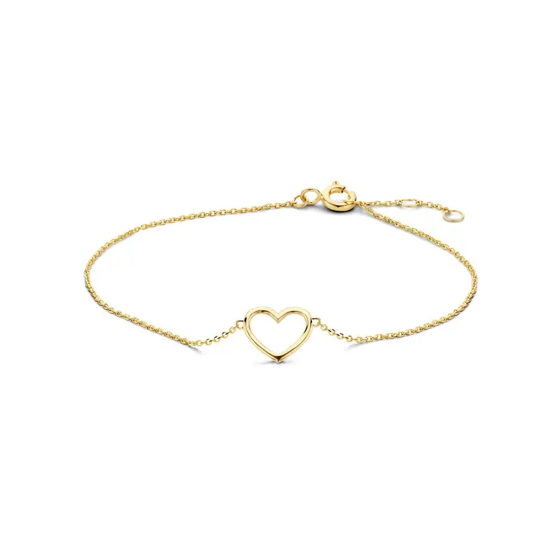 9k Geelgoudkleurige armband met hartje – 16-18 cm