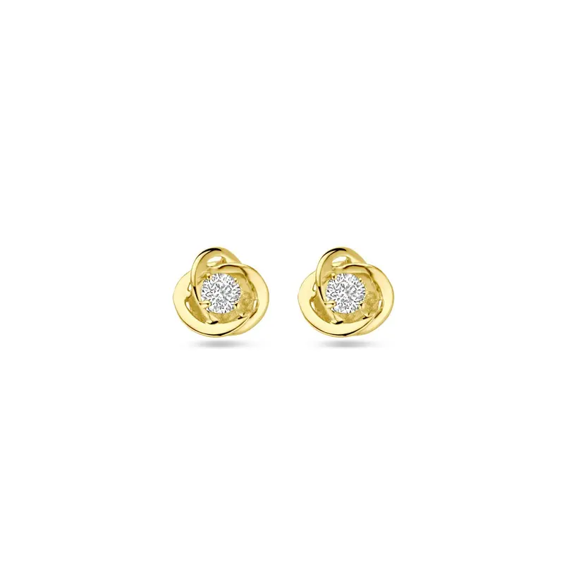 9k geelgoudkleurige oorknoppen met zirkonia – 7 mm