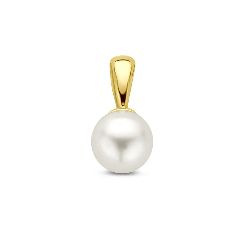 9k Geelkleurige hanger met zoetwaterparel 12 mm