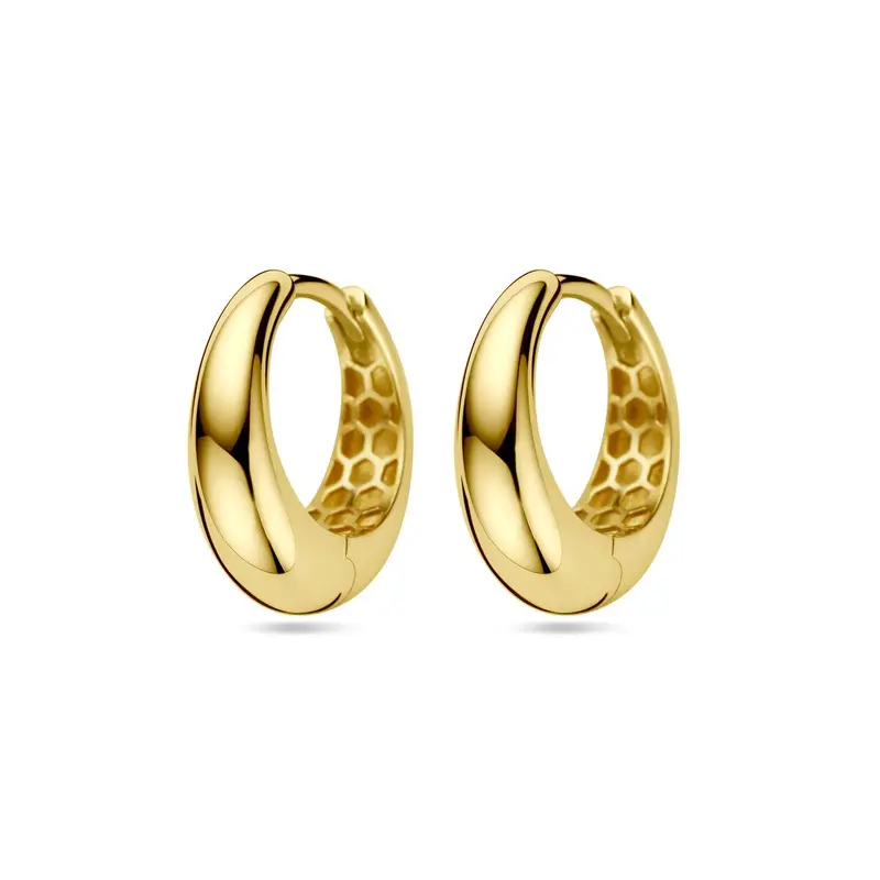 9k Geelkleurige klapoorringen 14 mm