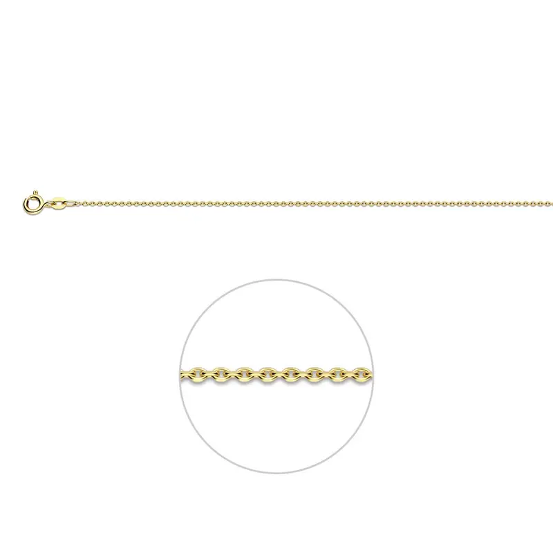 9k Gouden Ketting Zonder Hanger Gediamanteerde Anker