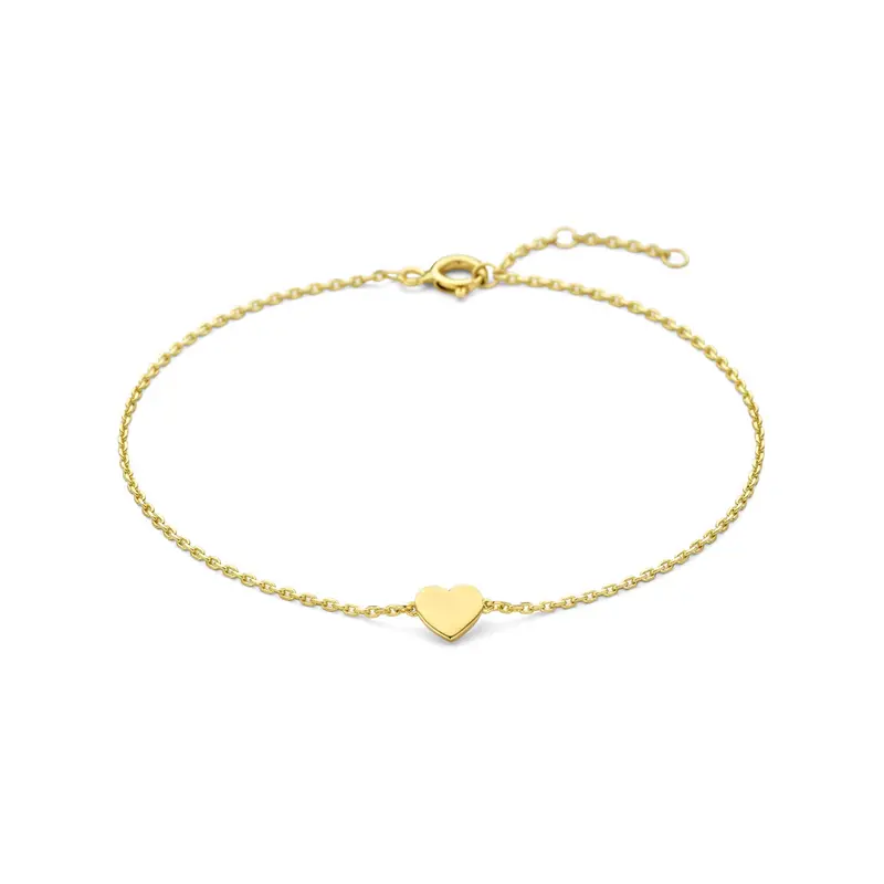 9k goudkleurige armband met hartje