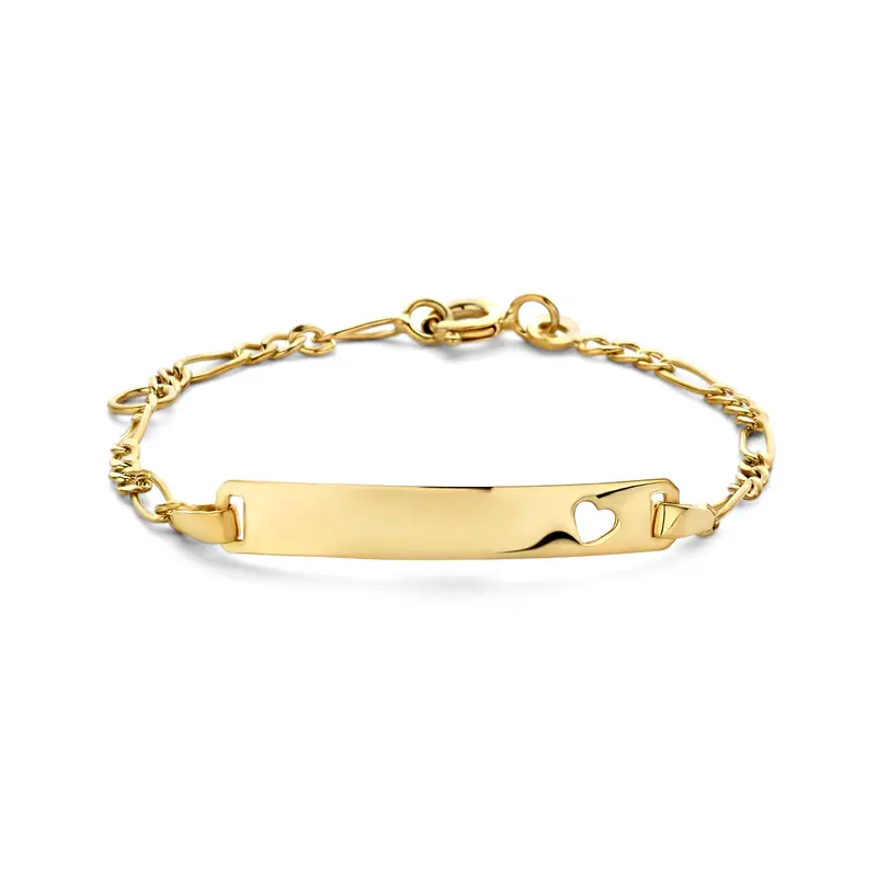 9k graveerarmband hart plaat 4,0 mm 9K geel
