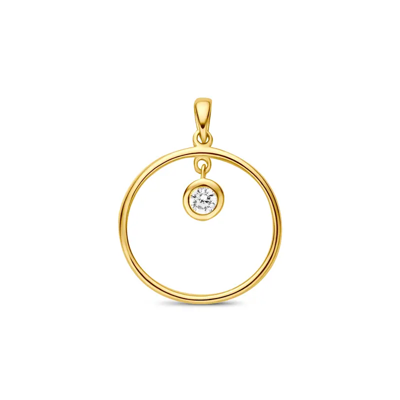 9k hanger rond zirkonia 13 mm 9K geel