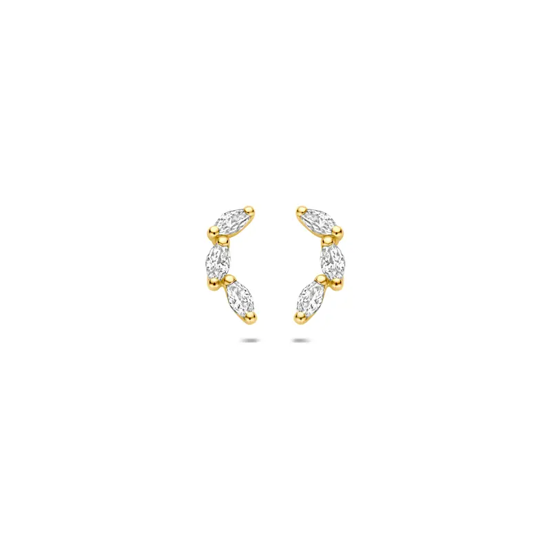 9k oorknoppen zirkonia 10 mm 9K geel