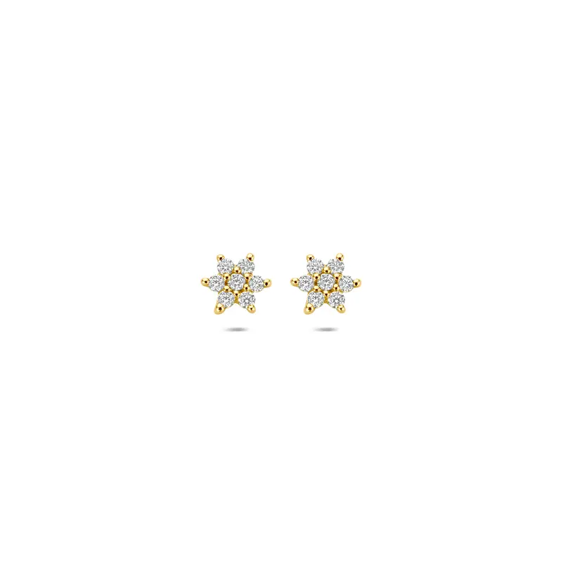 9k oorknoppen zirkonia 4,5 mm 9K geel