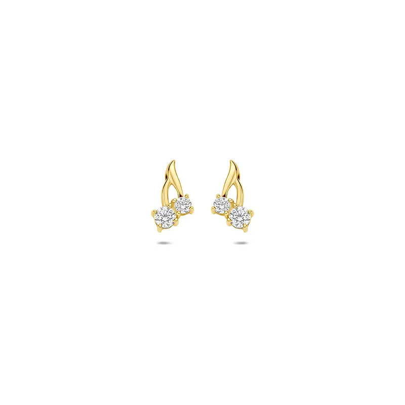 9k oorknoppen zirkonia 8,5 mm 9K geel