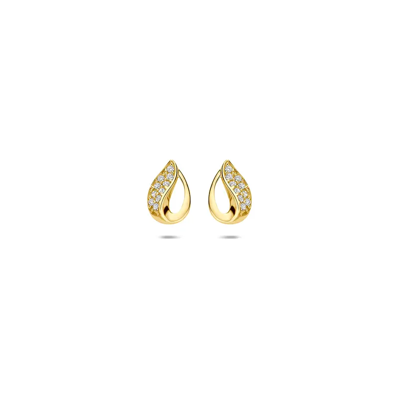 9k oorknoppen zirkonia 8 mm 9K geel