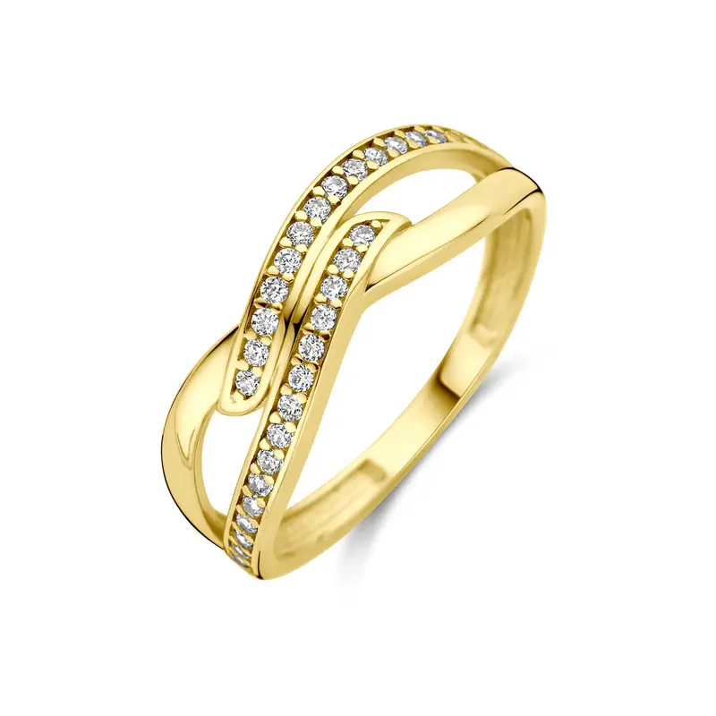 9K ring zirkonia geelgoud