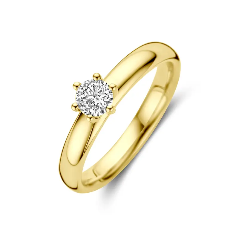 aanzoeksring diamant 0.33ct h si 14K geelgoud