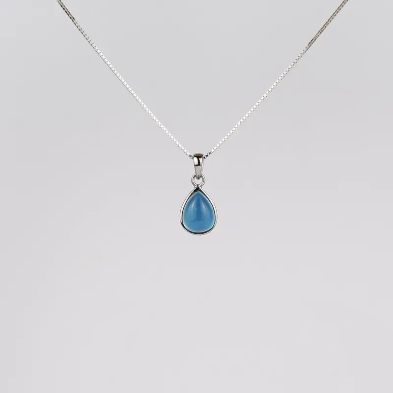 Aquamarijn 925 Zilver Ketting K48
