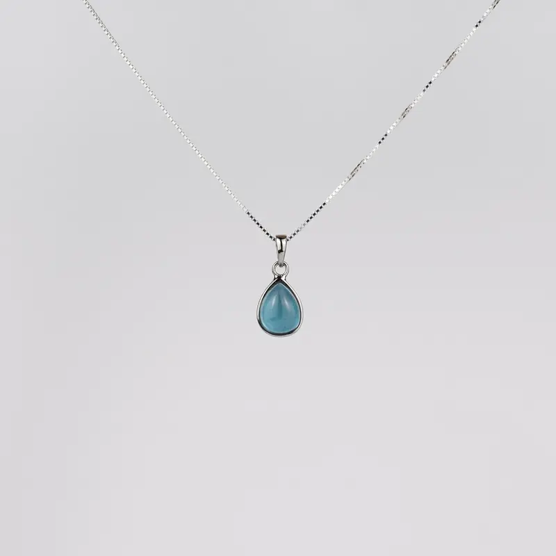 Aquamarijn 925 Zilver Ketting K49
