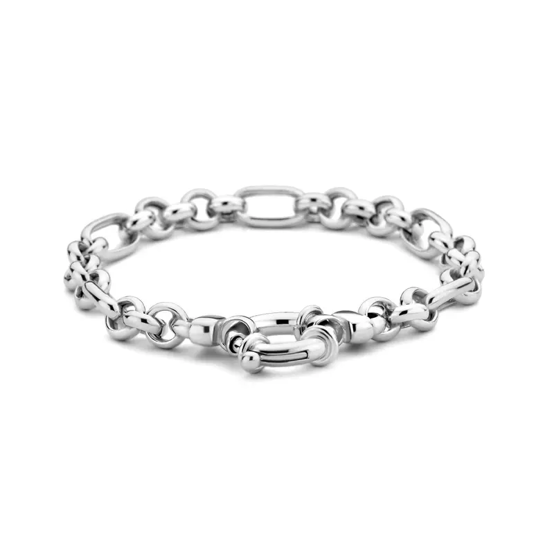 armband 19,5 cm 7,0 mm met groot springslot zilver gerhodineerd