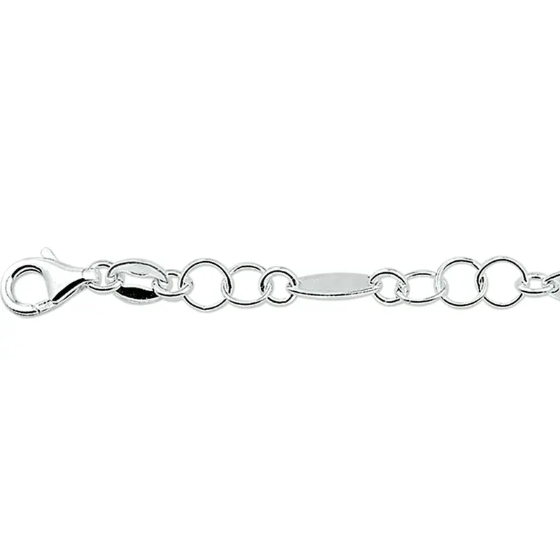 Armband 5,0 mm 19 cm zilver gerhodineerd