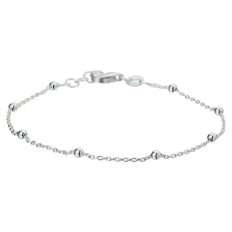 Armband bolletjes 1,2 mm 17 + 2 cm zilver gerhodineerd