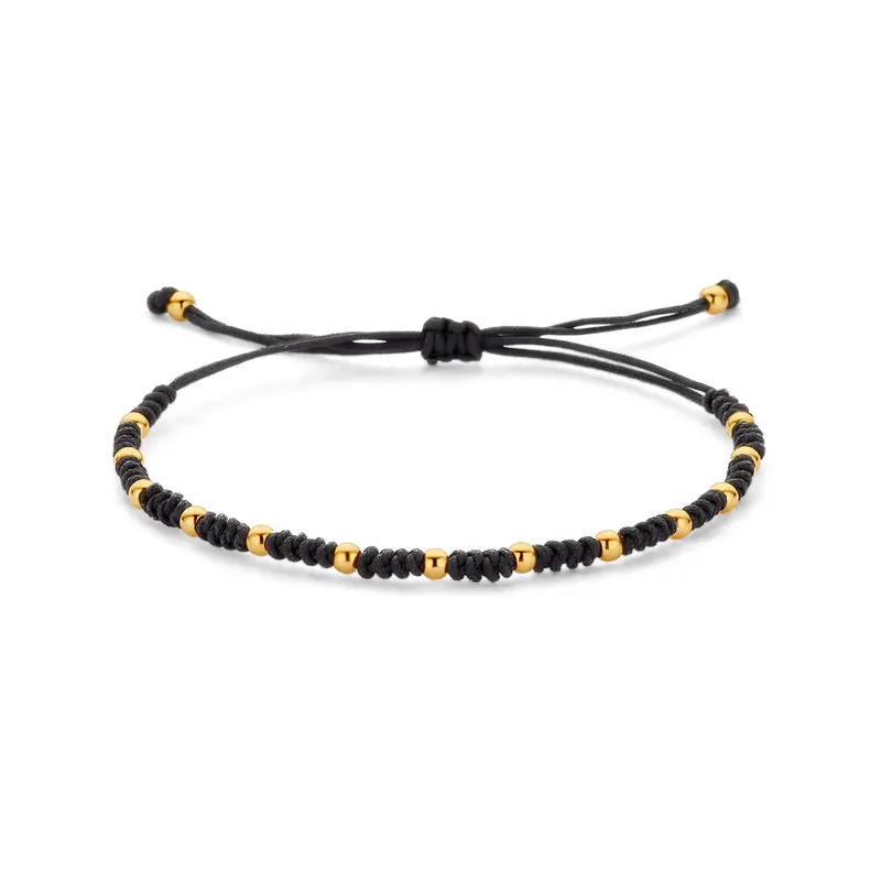Armband bolletjes 13 - 26 cm 14K goud met rubber/nylon/leer 3 mm – 4700344