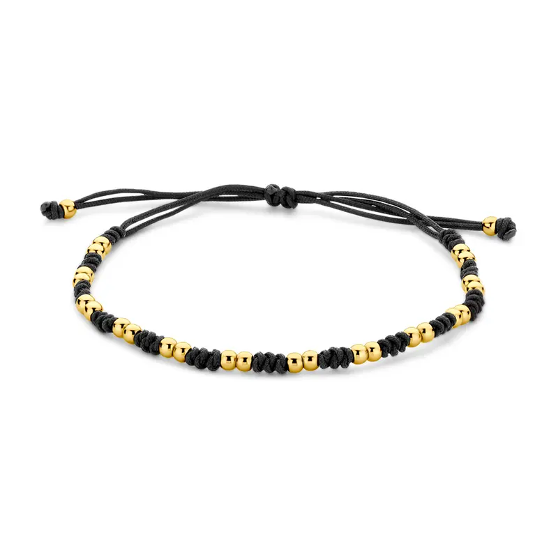 Armband bolletjes 13 - 26 cm 14K goud met rubber/nylon/leer 3 mm – 4700345