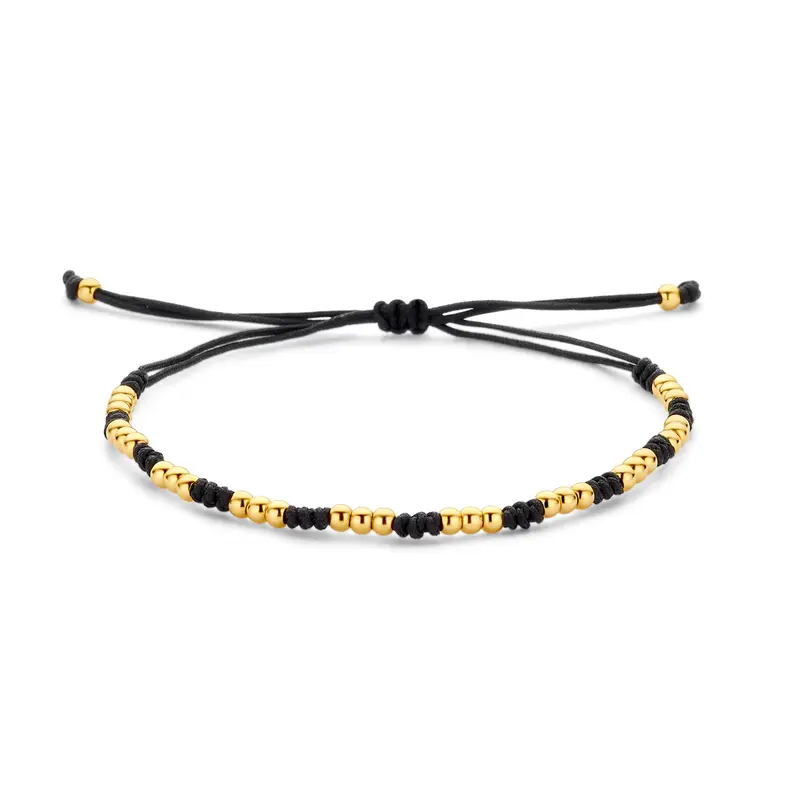 Armband bolletjes 13 - 26 cm 14K goud met rubber/nylon/leer – 4700343