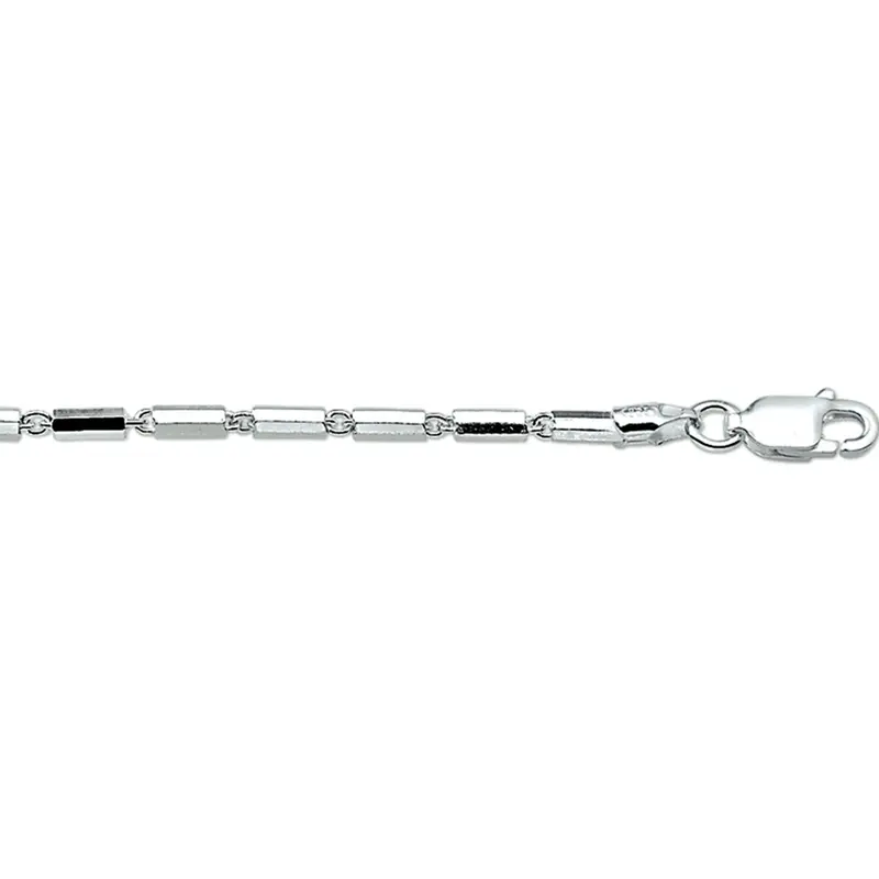 Armband buisjes 2,0 mm 18 cm zilver gerhodineerd