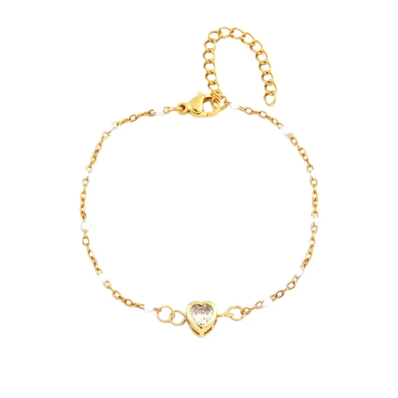 Armband classic heart wit