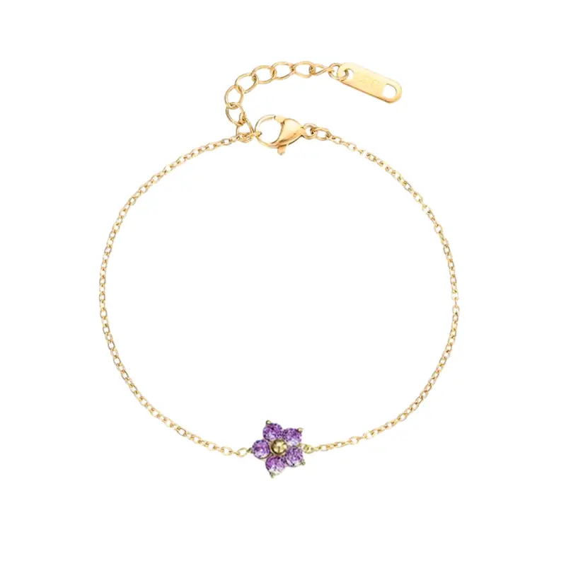 Armband crystal flower paars