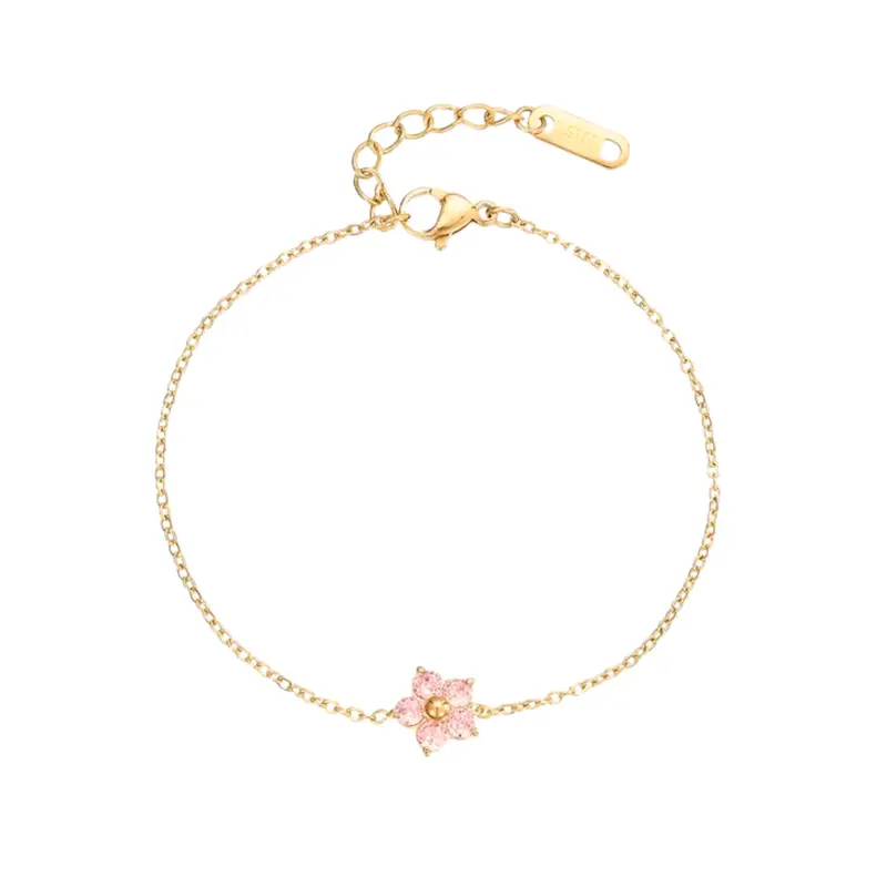 Armband crystal flower roze